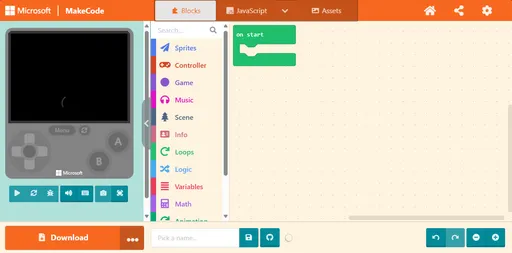 Snapshot from Makecode
